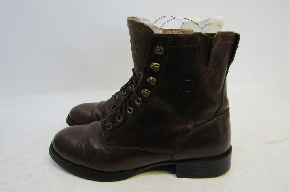 Ariat Womens Size 7 B Brown Leather Lace Up Ankle Cowboy Fashion Boots